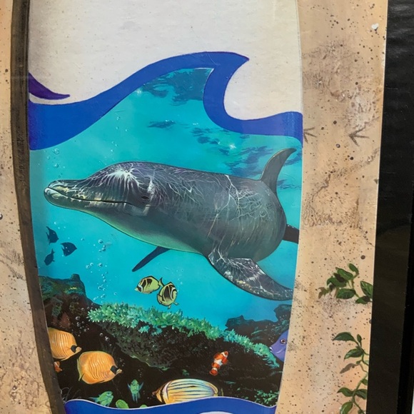 Dolphin Board Wall Art Black Frame 20” x 10” - Picture 2 of 4